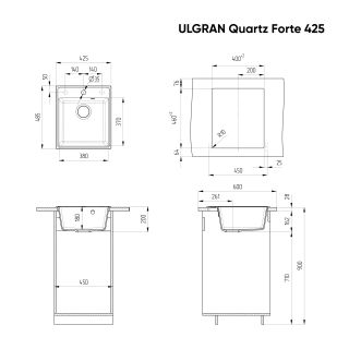 Кухонная мойка Ulgran Quartz Forte 425-06 трюфель